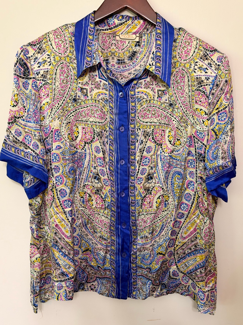 Silk Button Up Paisley Blouse
